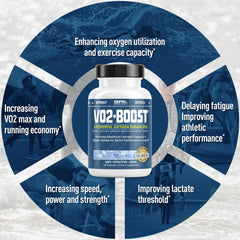VO2-Boost label ingredients showing alpha-lipoic acid and complex nutrients for muscle support.