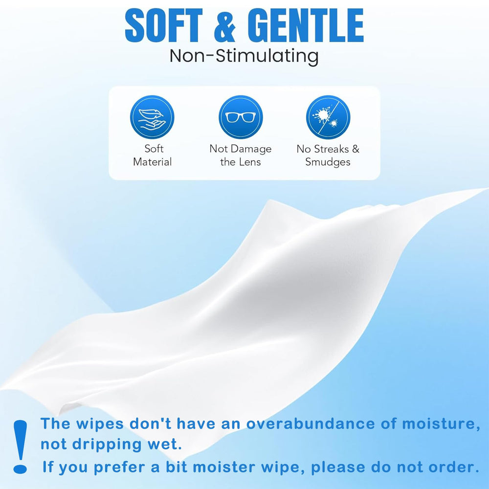 Individually wrapped lens wipes ready for use