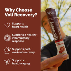 Voli Recovery tart cherry and curcumin antioxidants showcase wellness benefits.