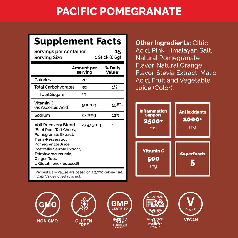 Voli Recovery ginger-curcumin blend imagery supports inflammation management.