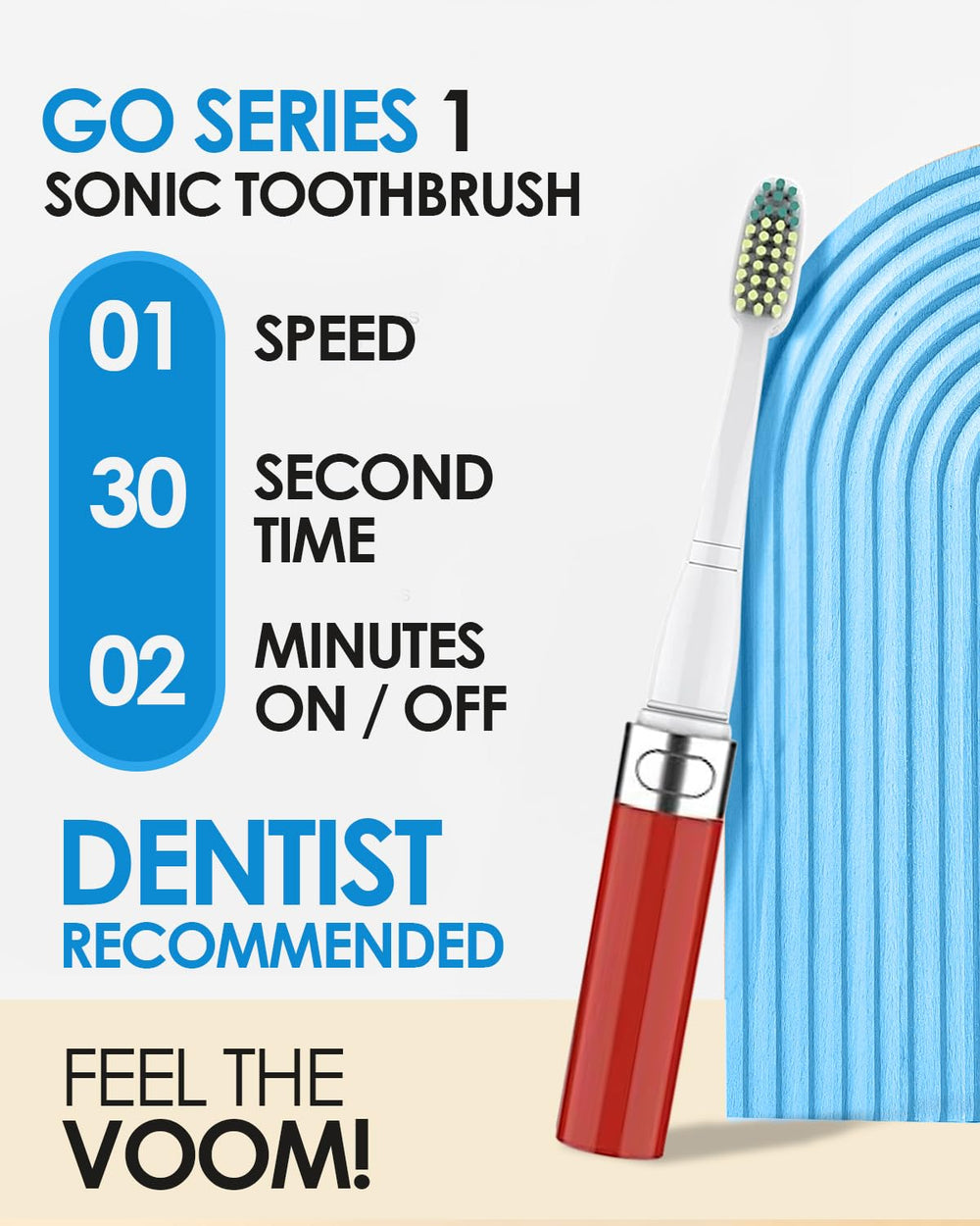 Go 1 Series travel toothbrush silhouette with case (metallic red)