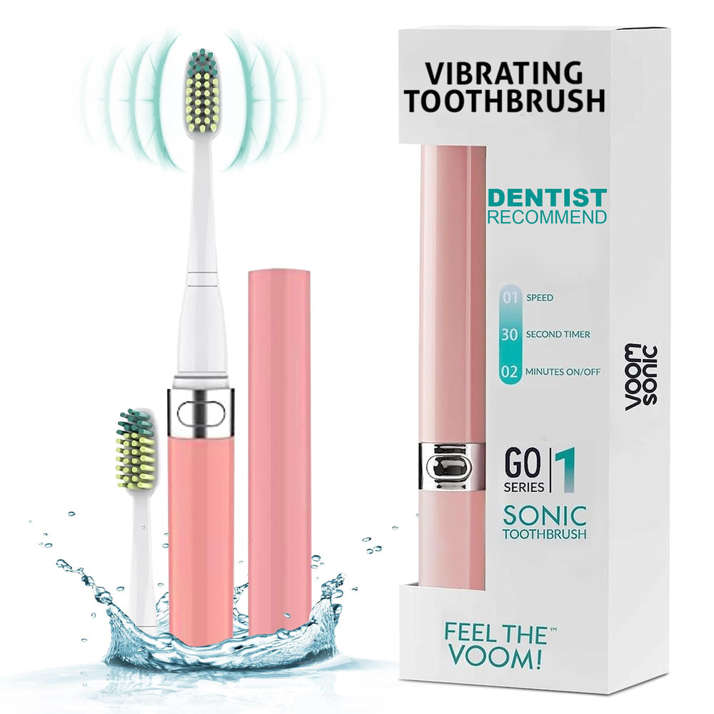 Voom Sonic Go 1 Series Travel Electric Toothbrush Pink - front view