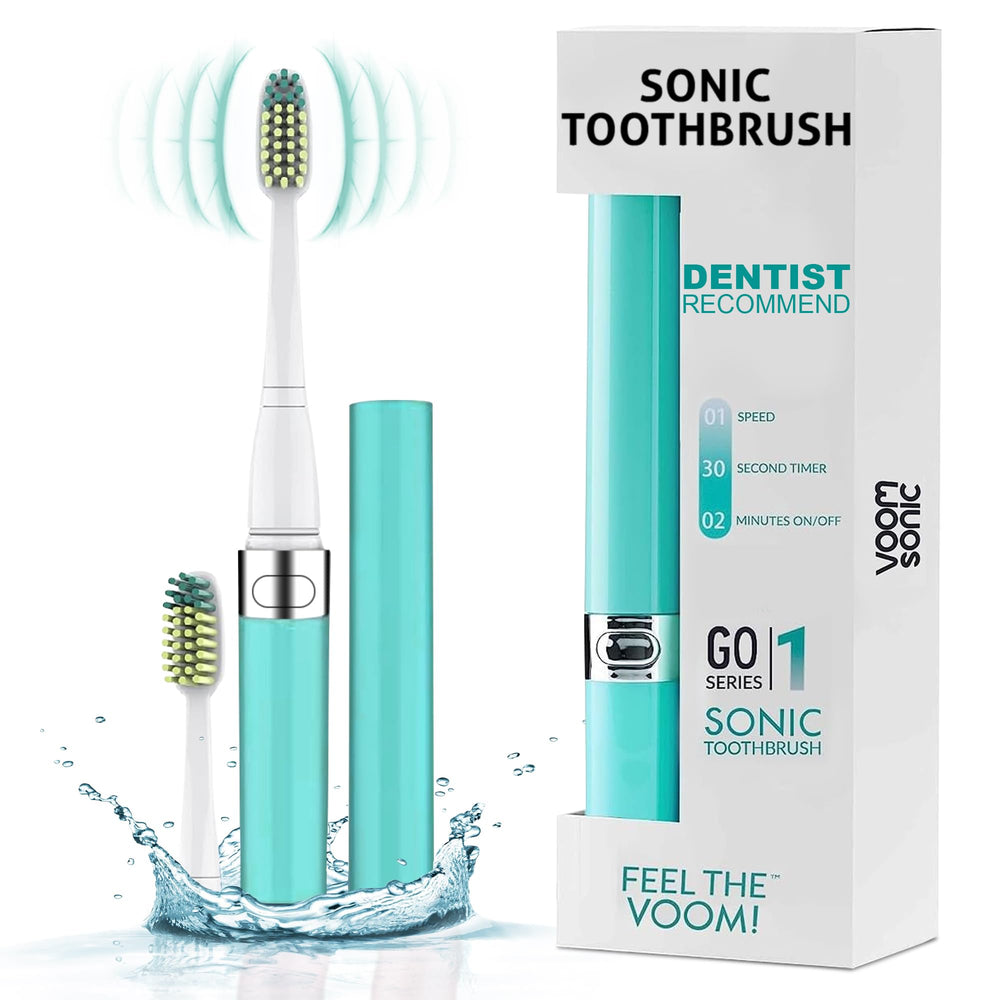 Front view of Voom Sonic Go 1 Series Travel Electric Toothbrush