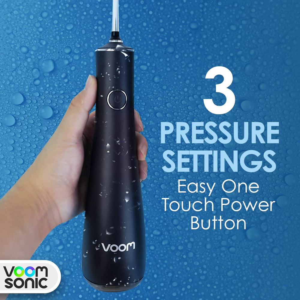 Voom Sonic Monsoon water flosser charging with USB in black