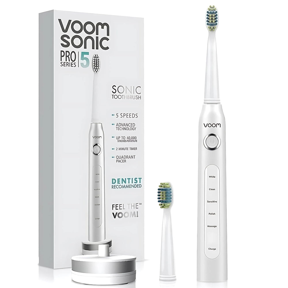 Front view of Voom Sonic Pro 5 electric toothbrush