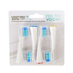 Four white brush heads designed for VOOM SONIC Pro 7 series