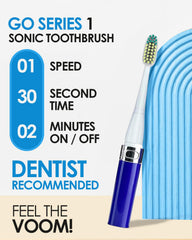 Close-up of brush head and 2-minute timer on Go 1