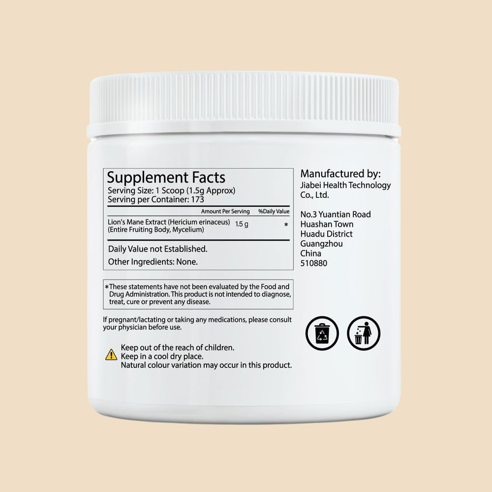 Close-up of Lion's Mane mushroom powder