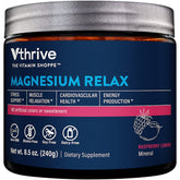 Front view of Vthrive Magnesium Relax Raspberry Lemon powder container
