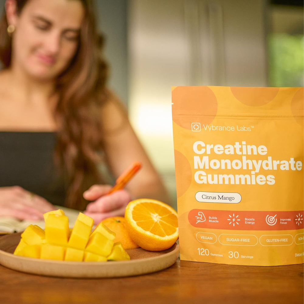 Active lifestyle scene with VYBRANCE Creatine Gummies