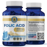 Front view of Vykee Nutrition Folic Acid supplement bottle