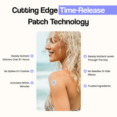 Close-up of 8-hour time-release patch on skin