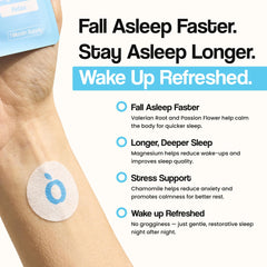 Sleep patch applied to skin overnight