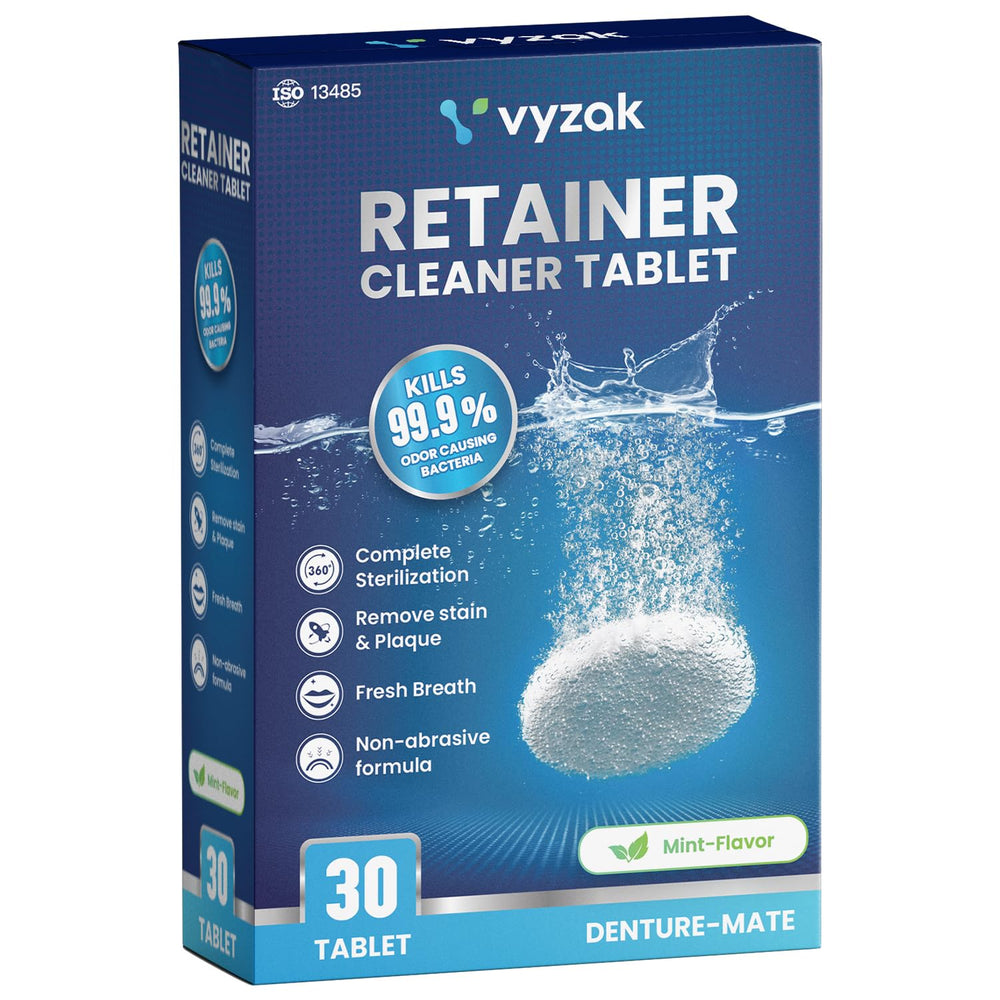 Vyzak Retainer Cleaner Tablets 30-Pack Mint Flavor – front view