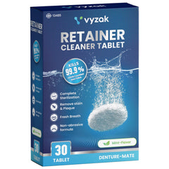 Vyzak Retainer Cleaner Tablets 30-Pack Mint Flavor – front view