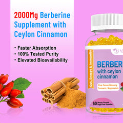 60-count bottle of VZOXAINS Berberine Gummies