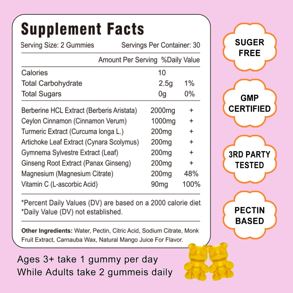 Berberine with Ceylon Cinnamon and ingredients card