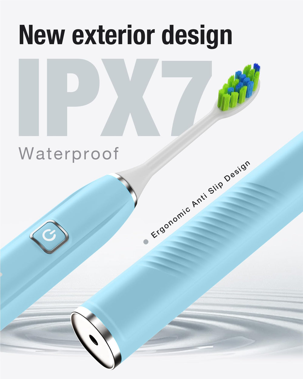 W-shape brush head design for thorough cleaning