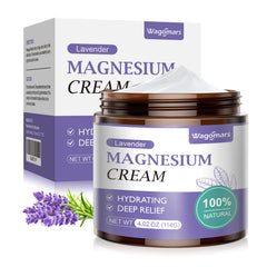 Wagomars Magnesium Cream for Sleep with Lavender – bottle and lavender image