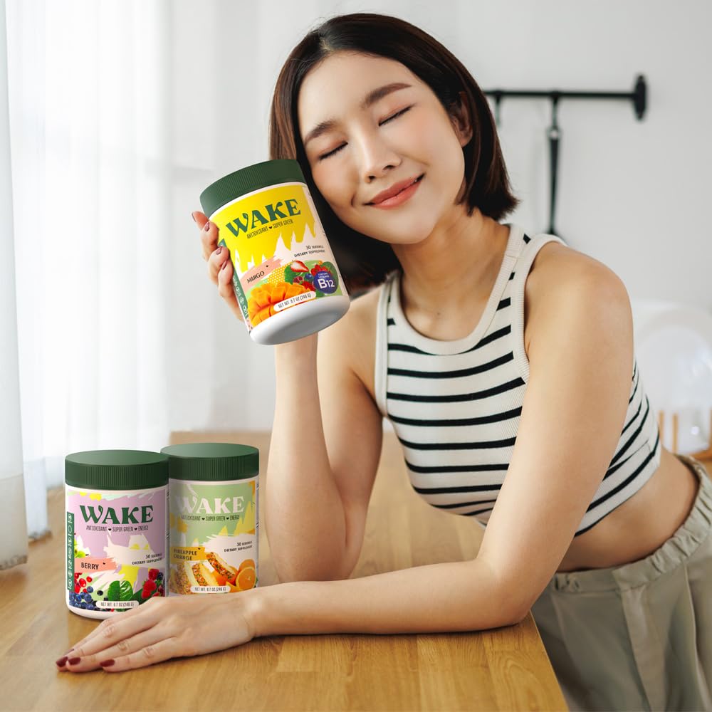 Wake Greens label highlighting prebiotics and probiotics