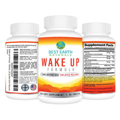 Front label of Best Earth Naturals Wake Up Formula bottle