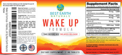 Wake Up Formula bottle with pills spilling for display