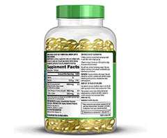 Close-up of Walgreens half-size fish oil softgels sourced from USA wild-caught Alaskan fish