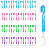 Wanmu 60-pack disposable mini travel toothbrushes with 5-in-1 design in assorted colors
