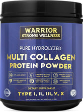 Warrior Strong Wellness hydrolyzed multi collagen powder bottle label