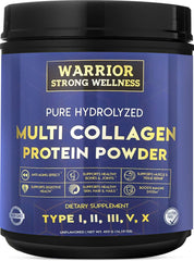 Warrior Strong Wellness hydrolyzed multi collagen powder bottle label