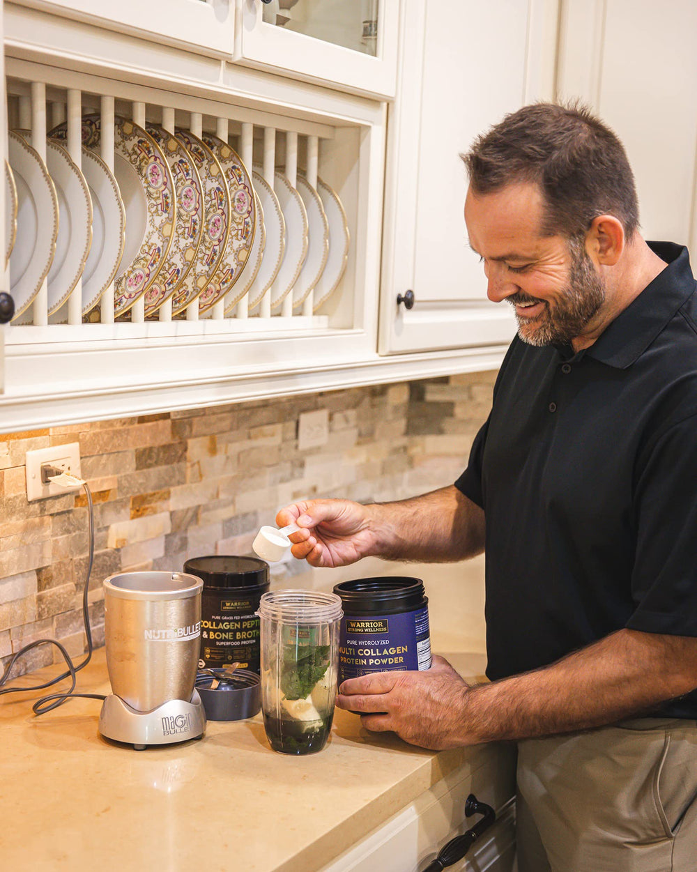 Unflavored collagen powder mixed into soups or stews