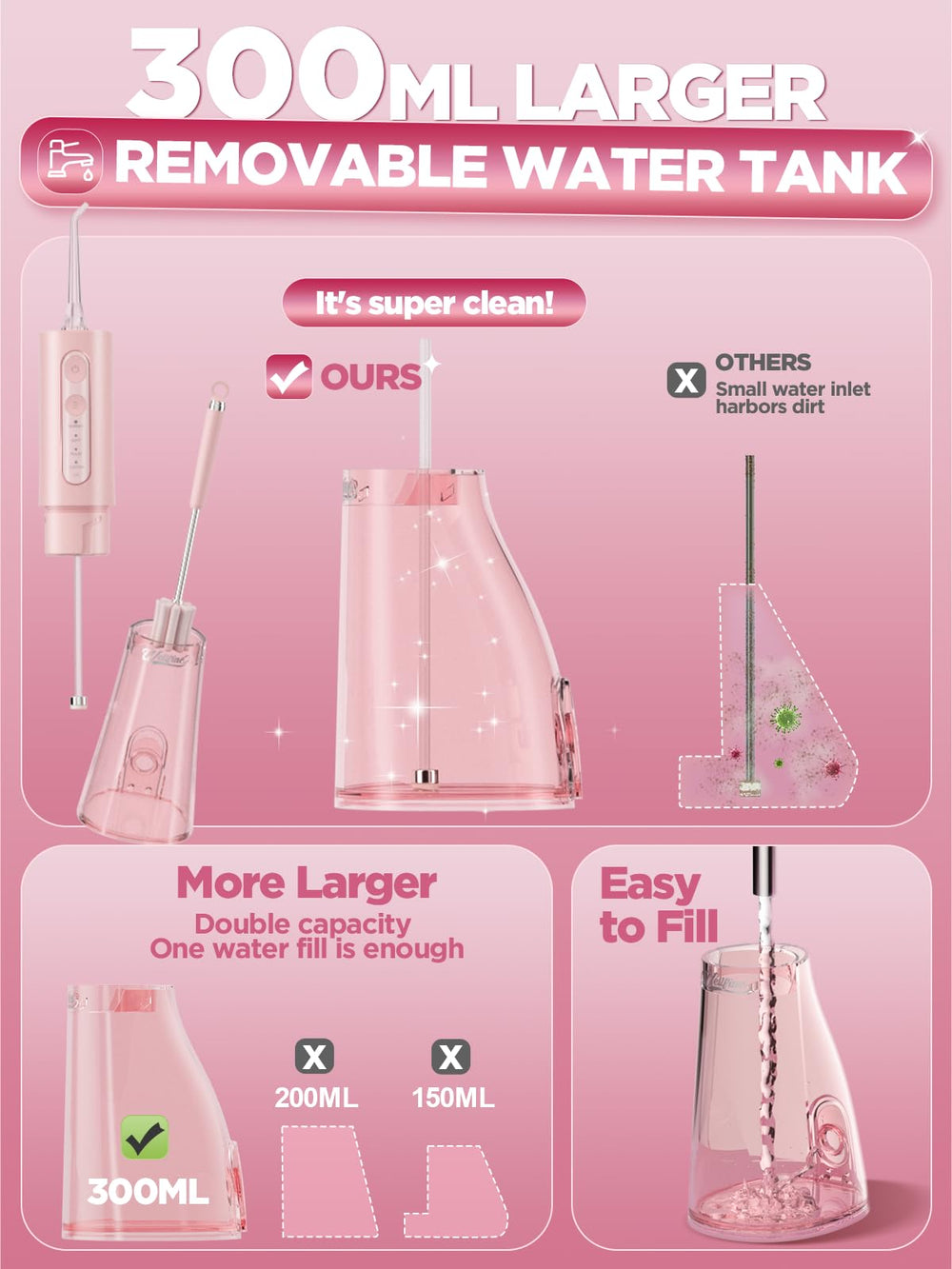 Detachable 300ml water tank