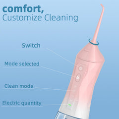 Five flossing tips arranged with the device