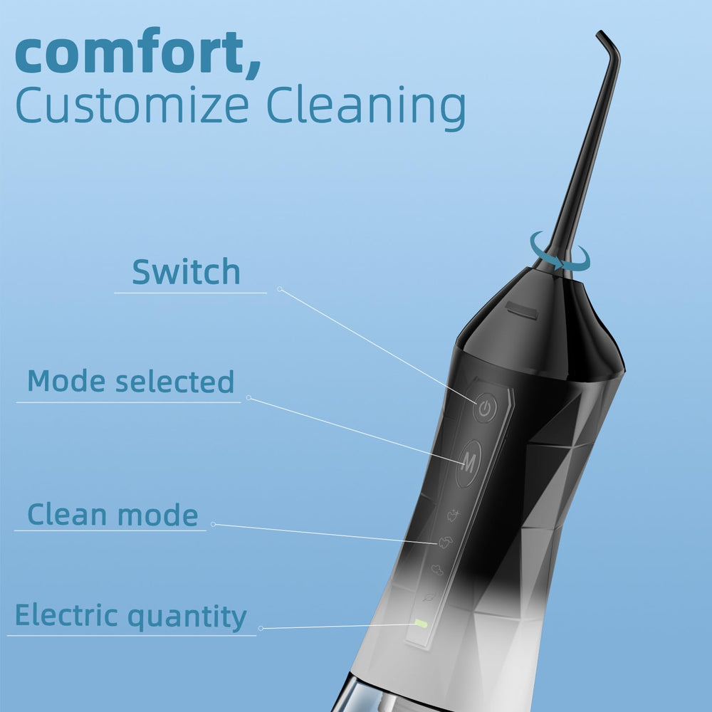 Five interchangeable nozzles included with the flosser