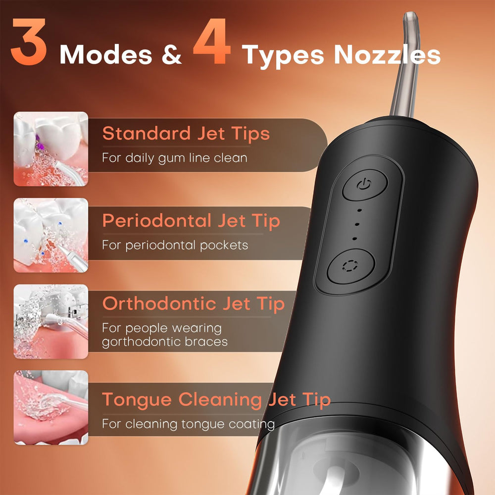 Four interchangeable nozzles included for family use