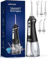 Water Dental Flosser Black front view with detachable 300ML water tank