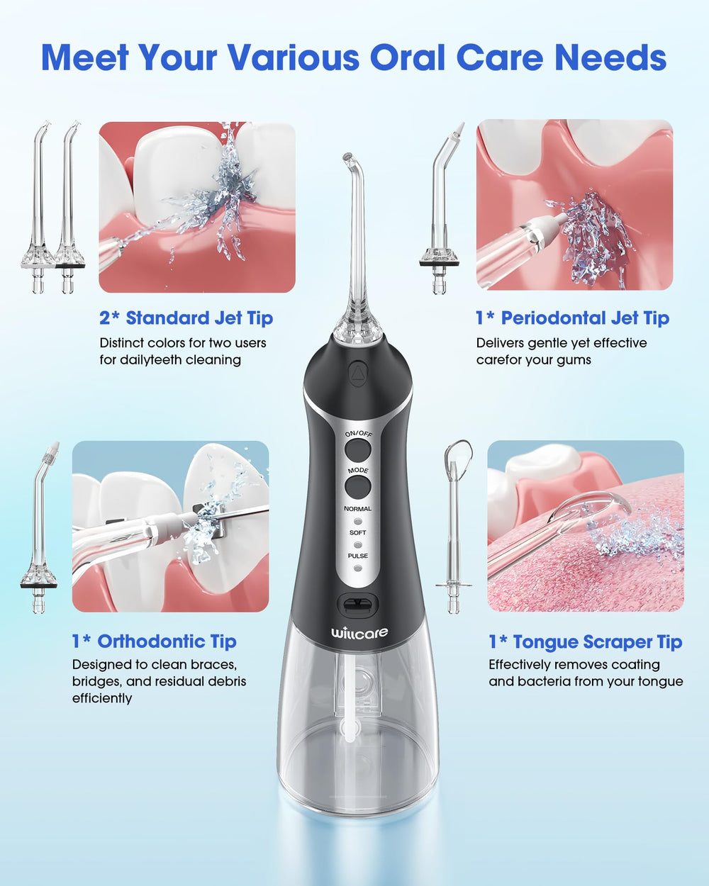 Removable 300ML water tank for easy filling and cleaning