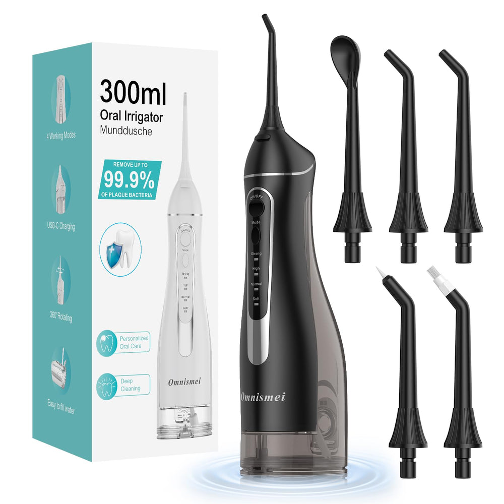 Product front view of water dental flosser with 300ml tank
