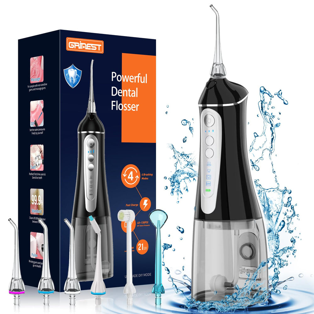 Water dental flosser with four flossing modes for teeth cleaning