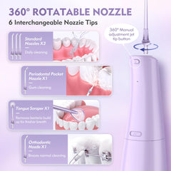 Cordless water flosser with 4 modes displayed