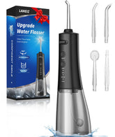 Water Flosser 300ML portable cordless dental irrigator in black – front view
