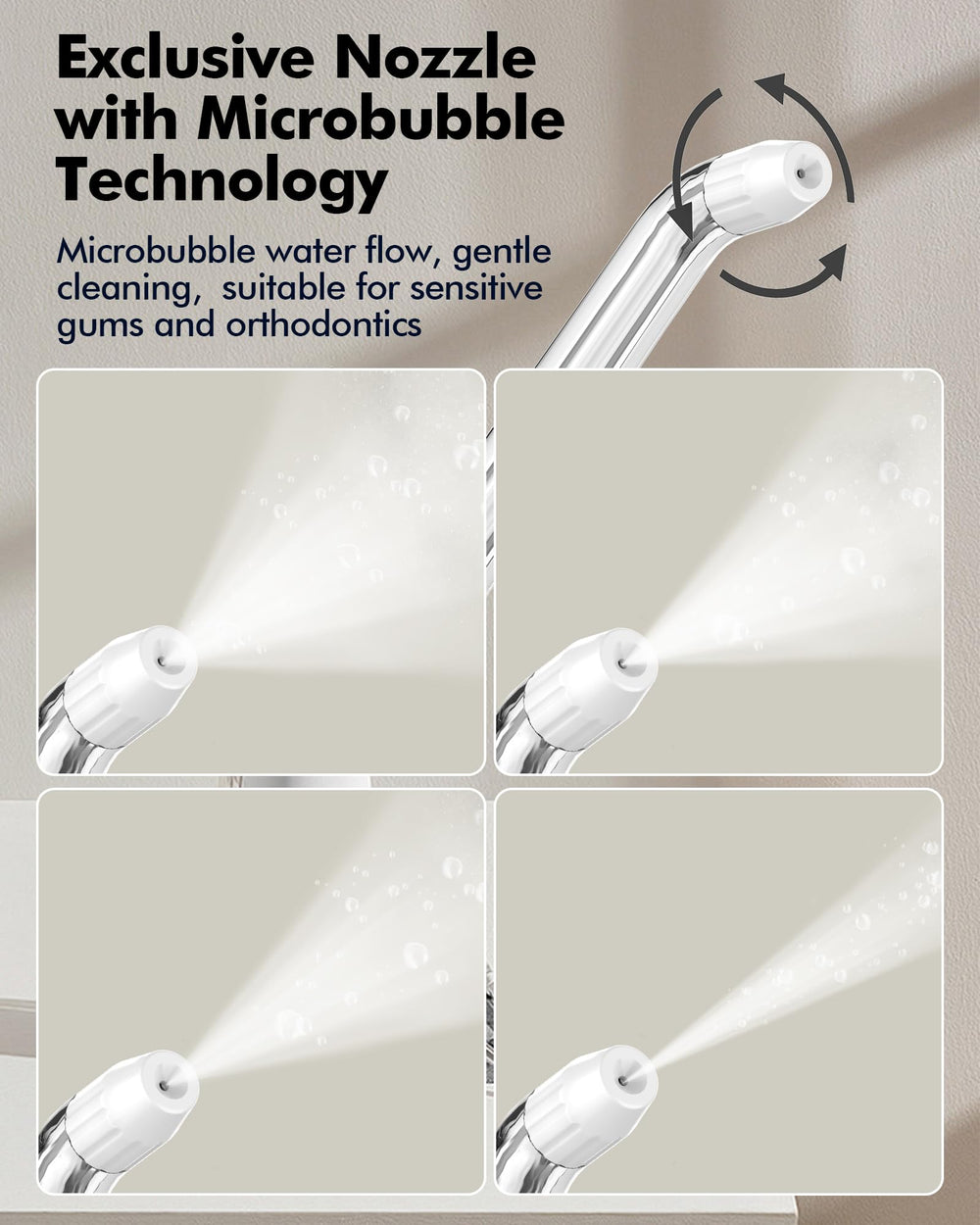 360-degree rotating nozzle for easy access to all areas