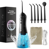 Black cordless water flosser with ergonomic handle