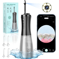 Front view of Water Flosser with Camera in black