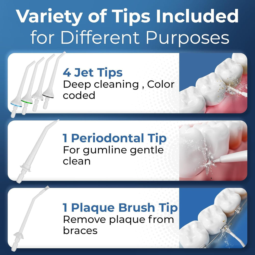 Includes 6 tips for versatile oral care