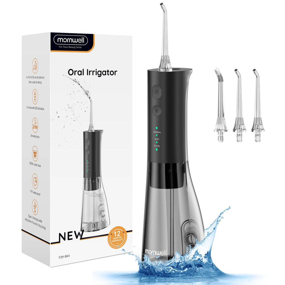 Front view of Mornwell Water Flosser with 300ml tank