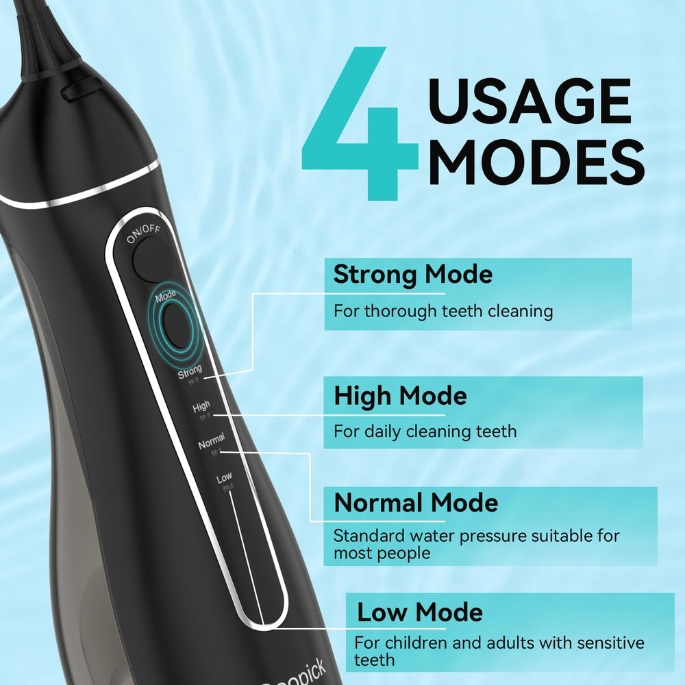 Cordless water flosser showing USB-C charging
