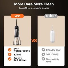 IPX7 waterproof badge on black Water Flosser