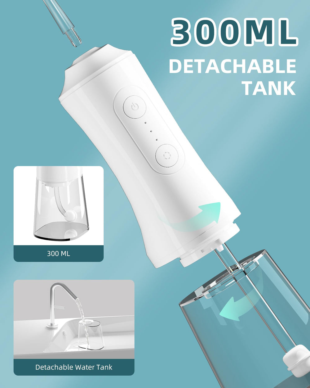 IPX7 waterproof rating label on white water flosser