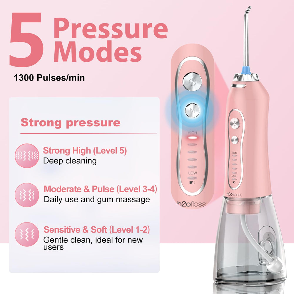 Cordless pink water flosser for home use